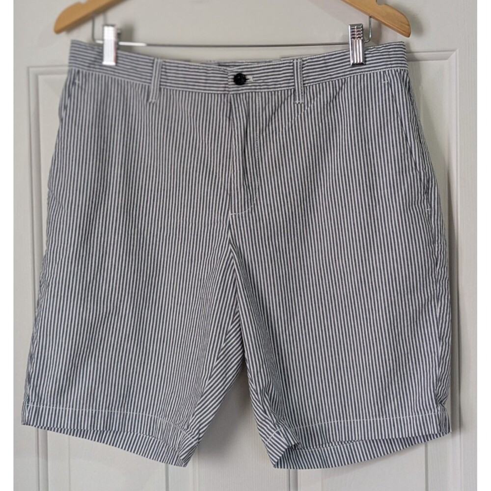 Michael Kors Chino Shorts Mens 32 Gray White Stripe Preppy Coastal Yacht Classic
